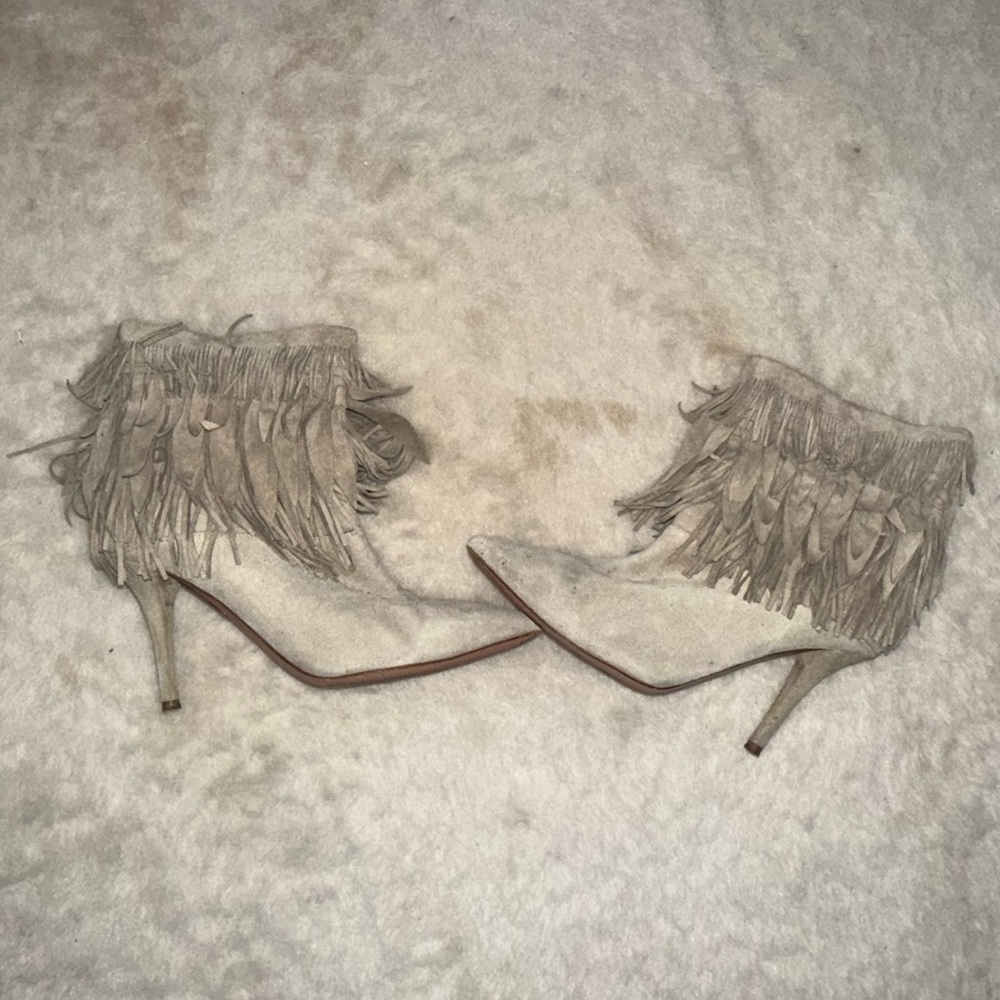 Aquazzura Suede Fringe Booties, size 35 (size 5)